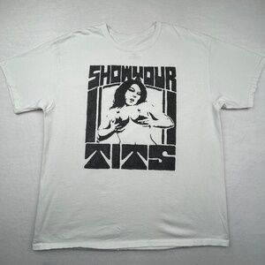Hanes men’s Custom XL Graphic T-shirt with text reading ‘SHOW ME YOUR *ITS’ Punk